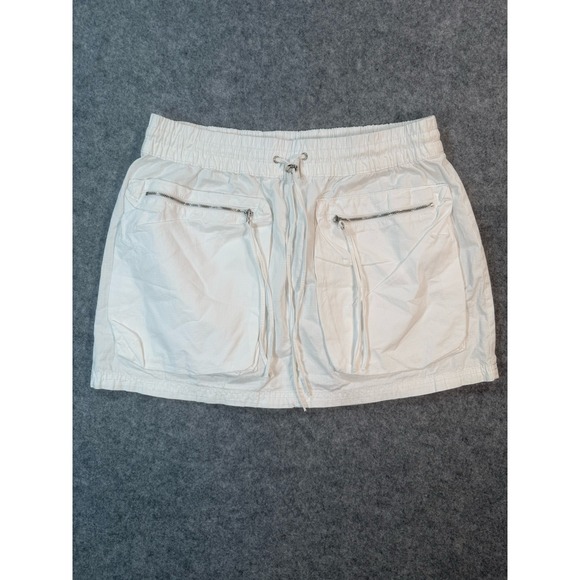 Zara Dresses & Skirts - Zara White Cargo Mini Skirt Utility Ripstop Elastic Waist Large